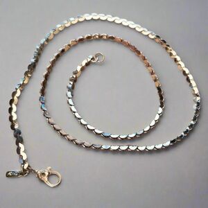 Vintage Monet Silver Tone Chain Necklace Textured Flat Link Classic Jewelry